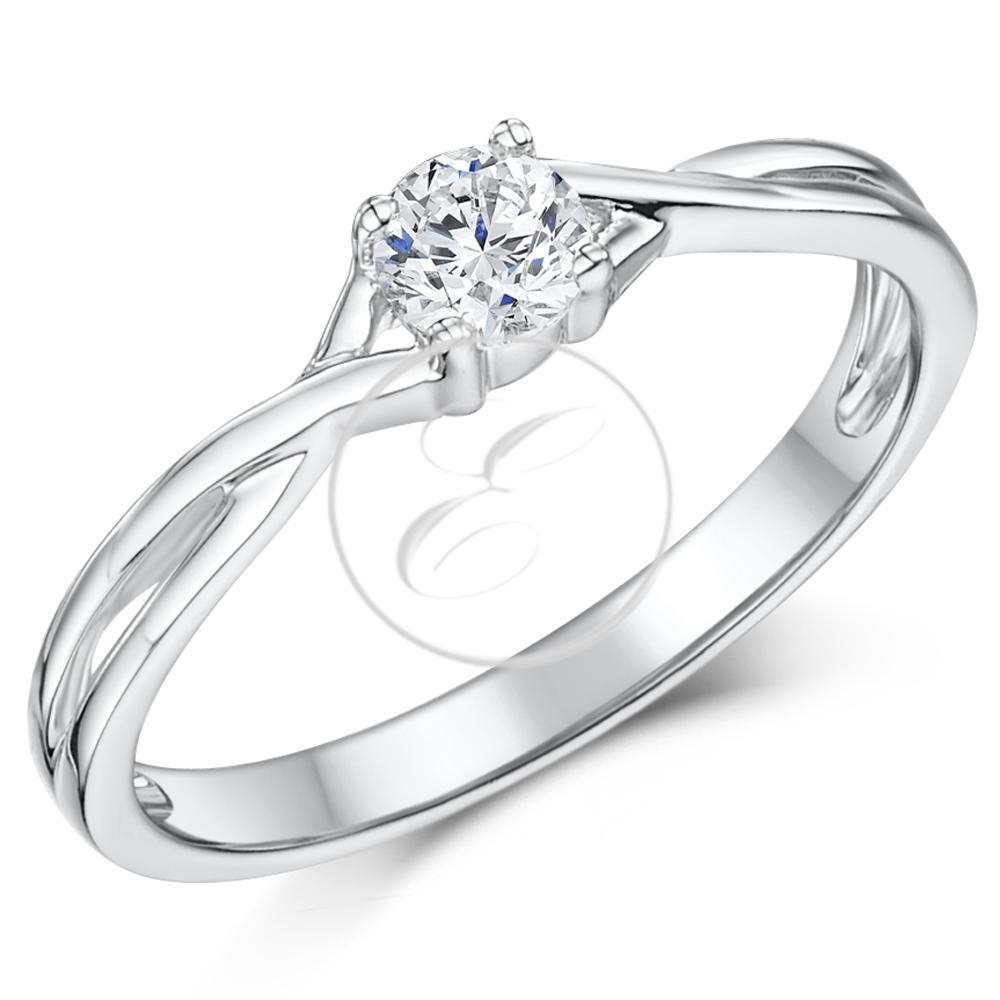 9ct White Gold Diamond Solitaire Engagement Ring Quarter 