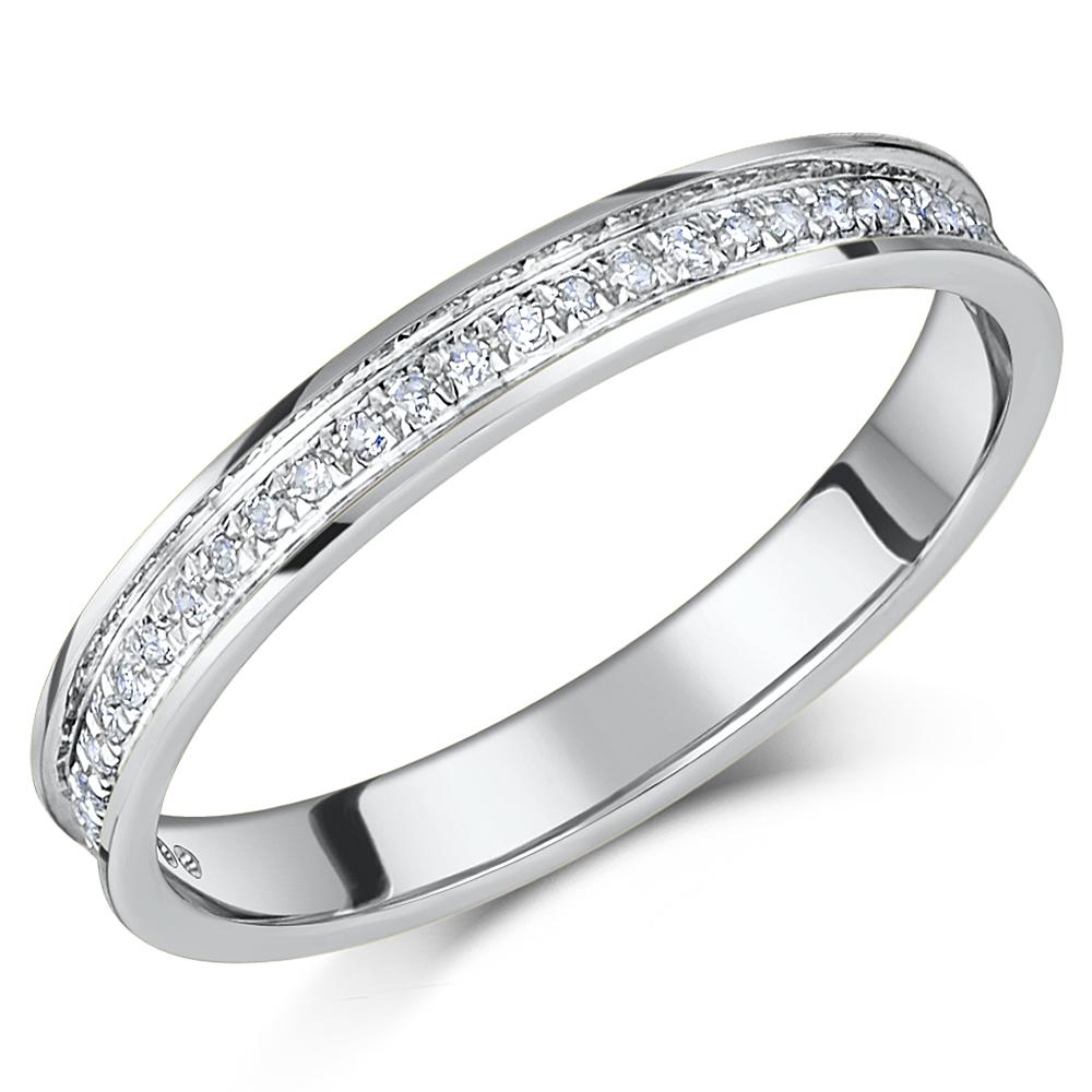 9ct White Gold Ring Channel Set Diamond Eternity 0.15ct 