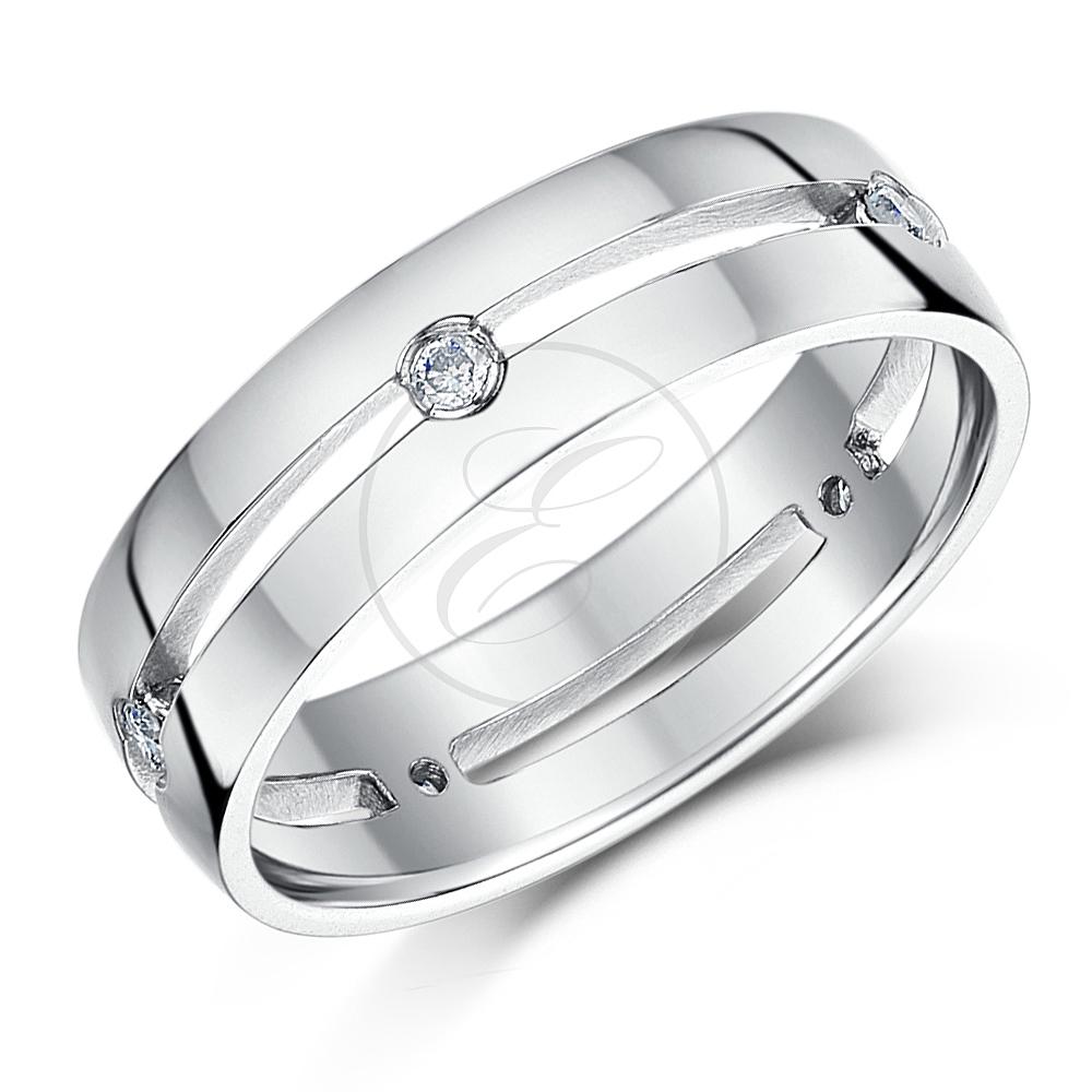 9ct White Gold Diamond Ring Set Wedding Ring Bands 5mm 
