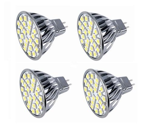 Pack Of 4 Led Bulbs, Mr16 Led Cool White 120v Bi-pin Gx5.3 G5.3 Base 