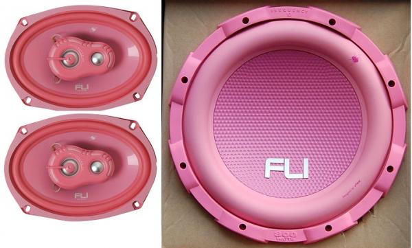 FLI Car Audio 10" Pink Subwoofer and Fli Pink 6"x9" speakers  - Zdjęcie 1 z 1