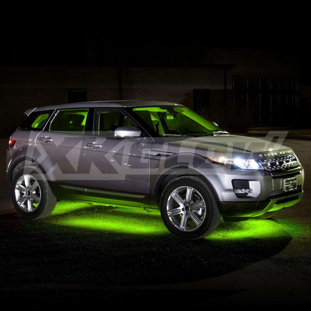 GREEN 8PC 24IN Super Bright LED Undercar Underglow Lights STROBE SOLID