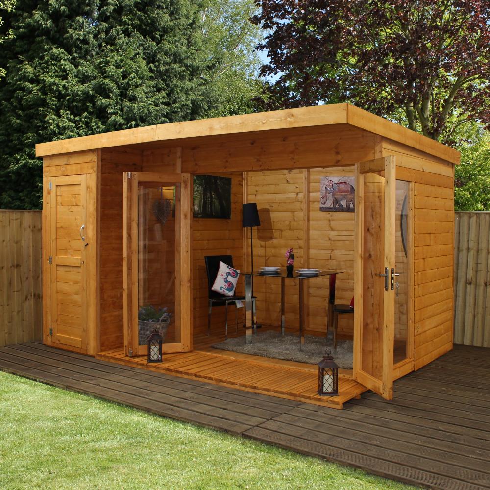12x8 Wooden Contemporary Shiplap T&amp;G Summerhouse Side Shed ...