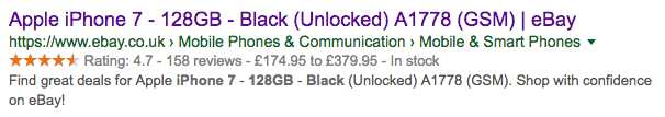 Google eBay Results