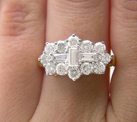 diamond boat cluster ring