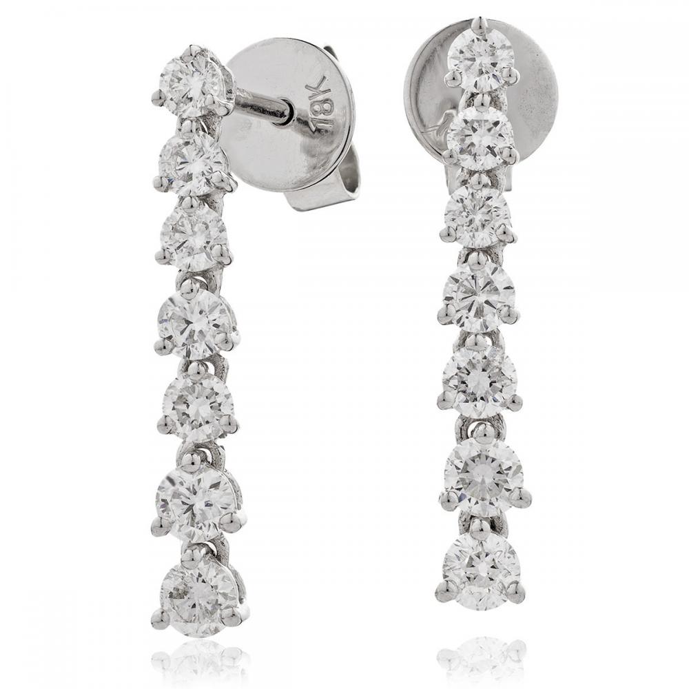Diamond Drop Earrings 0.75ct F VS Brilliant Cut 18ct White Gold Pierced
