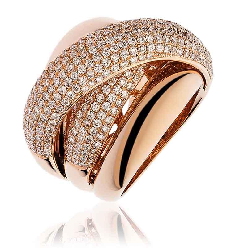 Pave Diamond Band 2.35ct F VS in 18ct Rose Gold Chunky