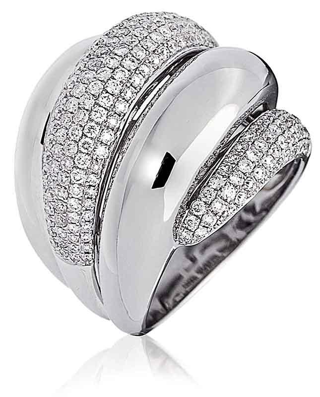 Pave Diamond Band 1.55ct F VS in 18ct White Gold Chunky Wedding Ring ...