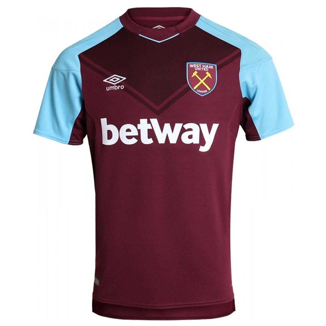 West Ham United Home Shirt Umbro Mens Claret Blue Football ...