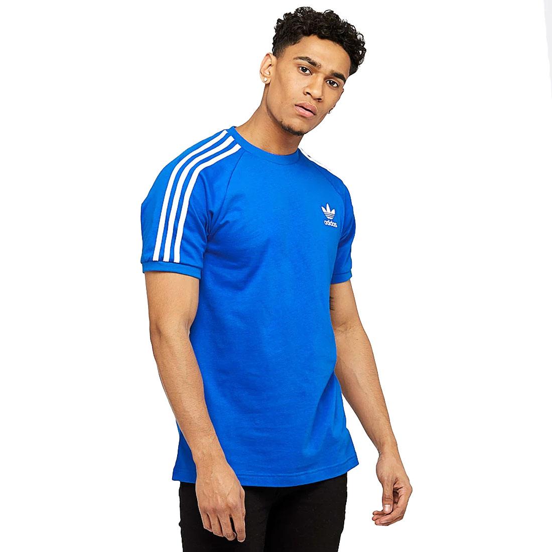 adidas Mens T Shirt originals California Tee Blue Green 3 Stripe Sports ...