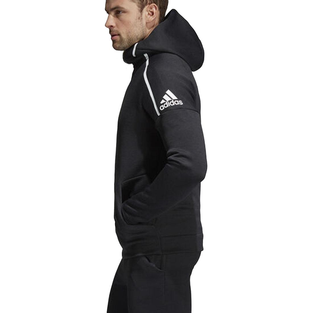 ADIDAS Da Uomo Slim Fit Felpa con Cappuccio Tinta Unita Collo Imbuto Con Cappuccio Felpa Top Grigio