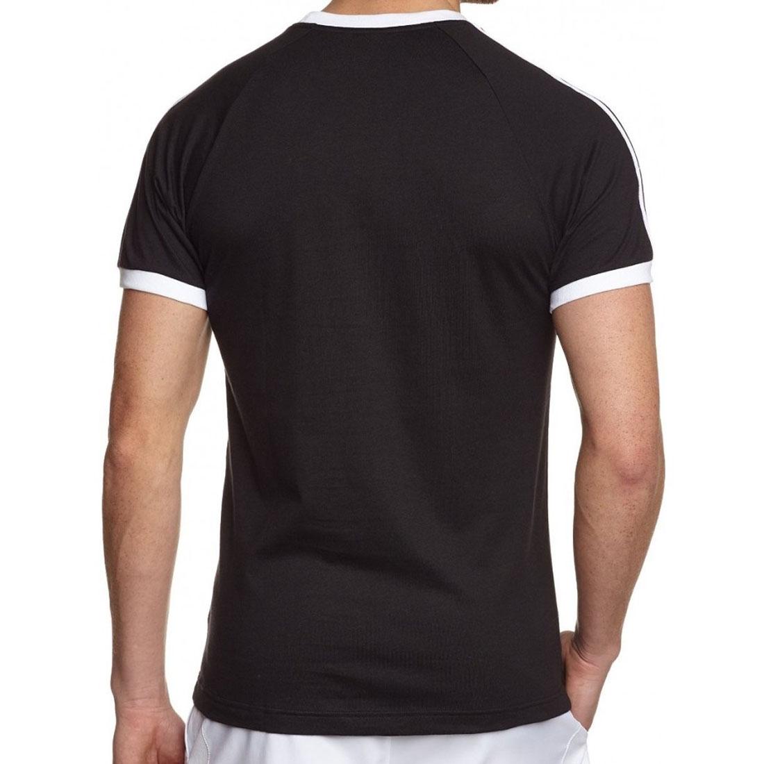 adidas Mens T Shirt originals Essentials White Black Red Blue 3 Stripe ...