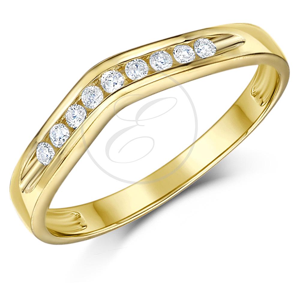 9ct Yellow Gold Ring Wishbone Diamond Set Wedding 3mm Ring Band | eBay