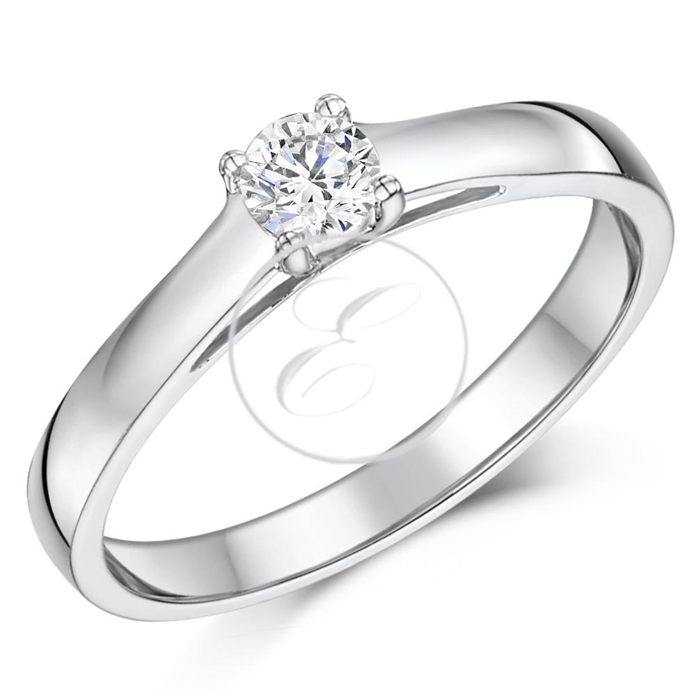 9ct White  Gold  Diamond Solitaire Engagement  Ring  Quarter 