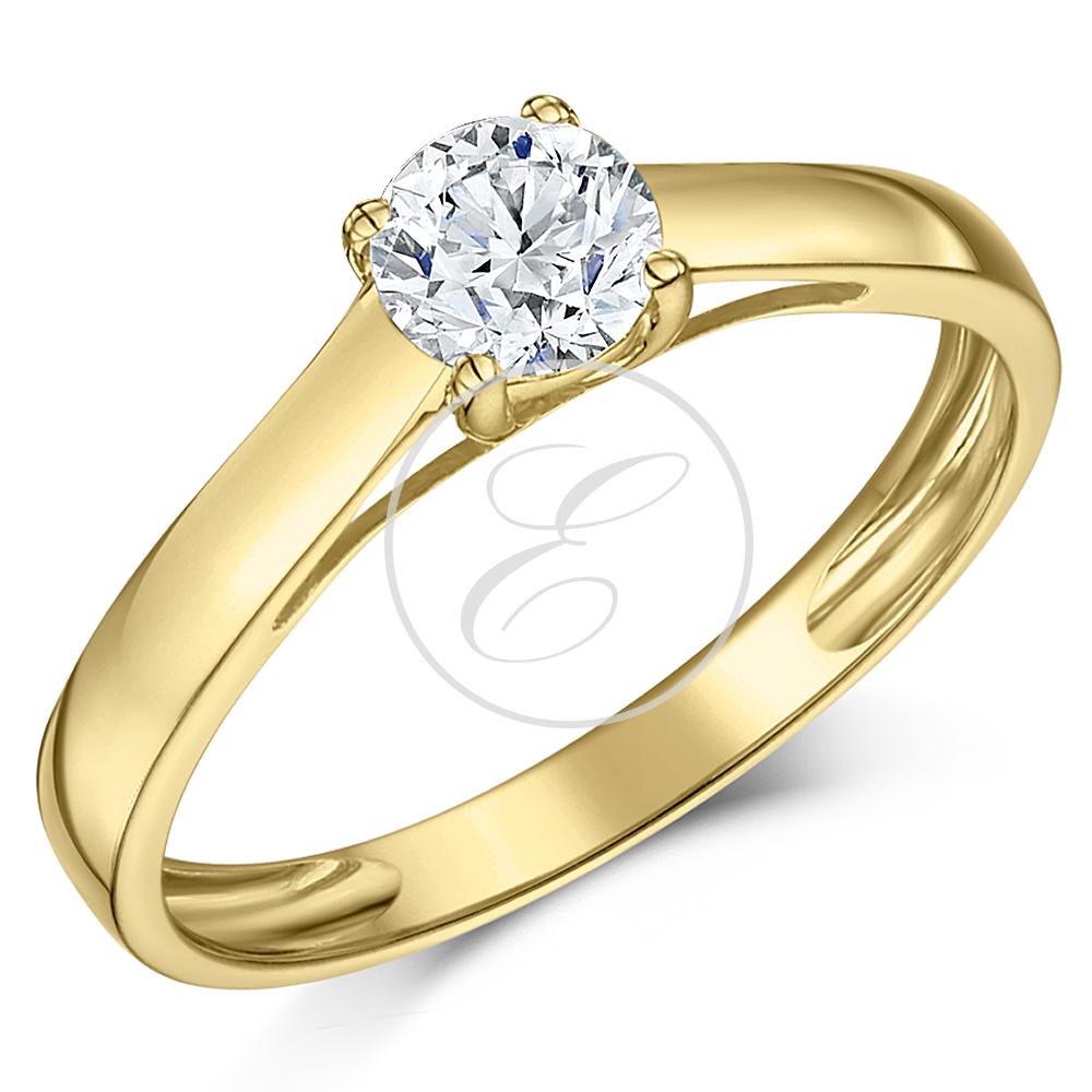 9ct Yellow Gold  Engagement  Ring  Diamond Solitaire Quarter 