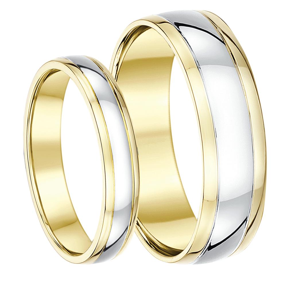 9ct Two Colour Yellow and White  Gold  His Hers Wedding  