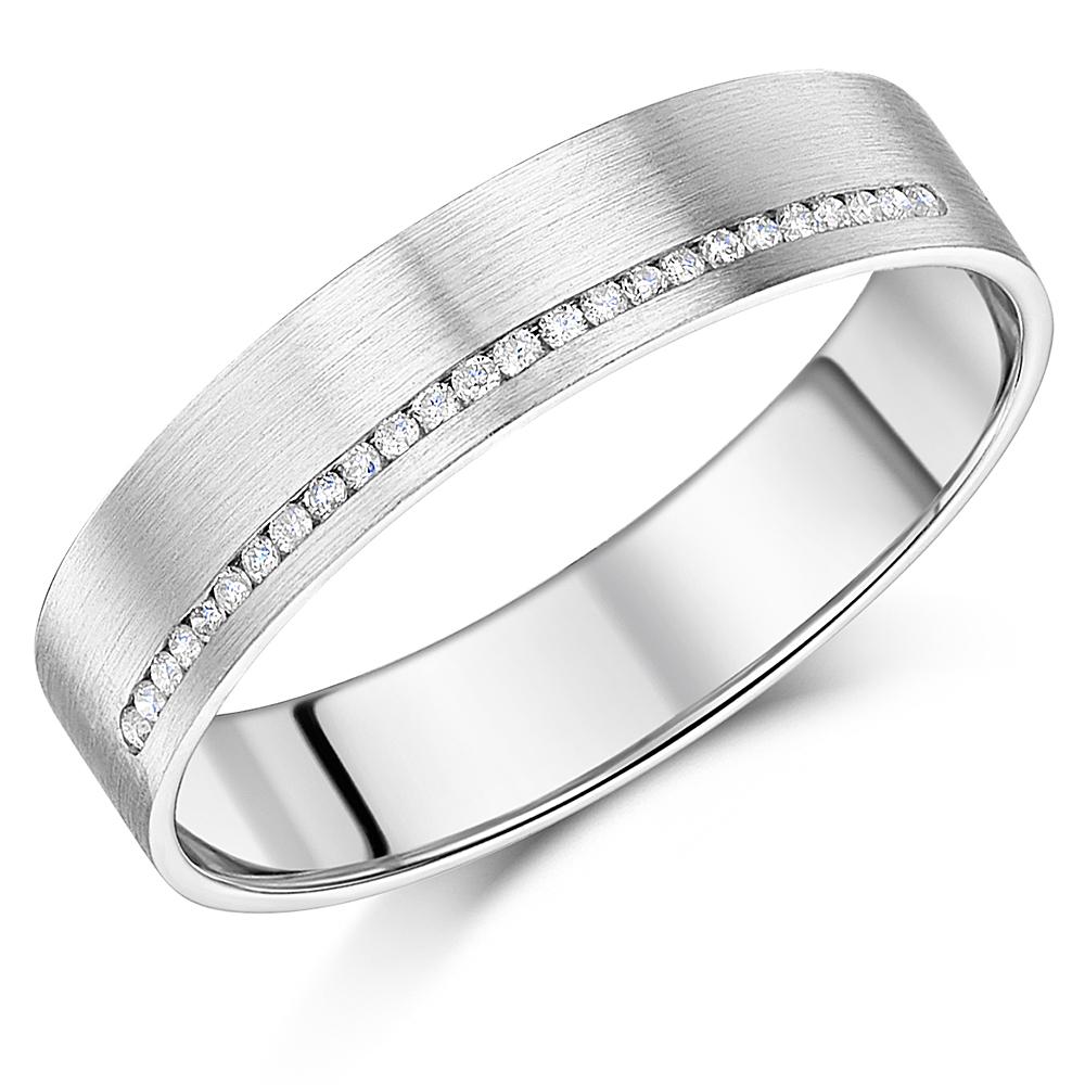 Diamond Ring 9ct White Gold Brushed Matt Finished Wedding Engagement Ring eBay