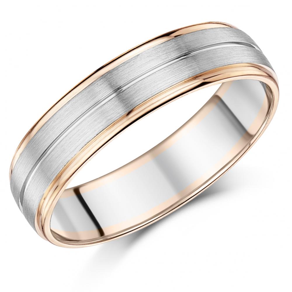 His & Hers 6&7mm Palladium and 9ct Rose Gold Wedding Ring