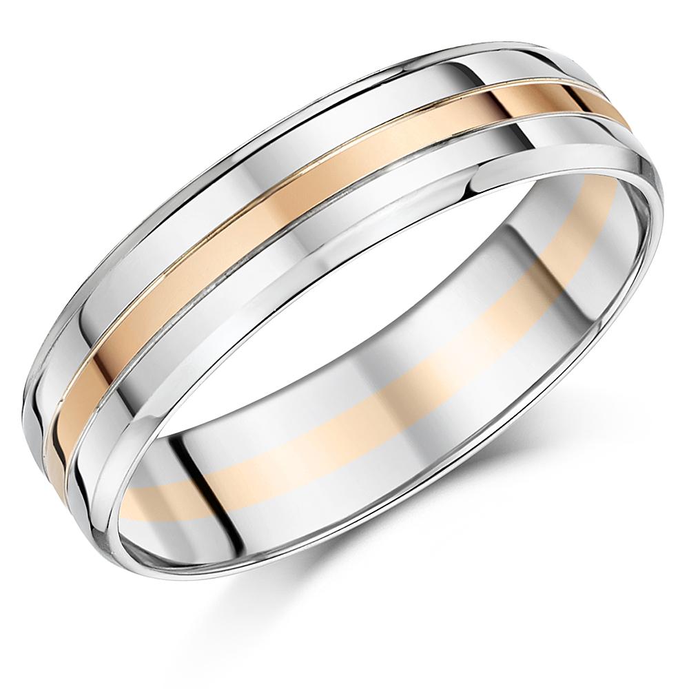 Palladium and 9ct Rose Gold Ring 6mm Men's Wedding Ring eBay
