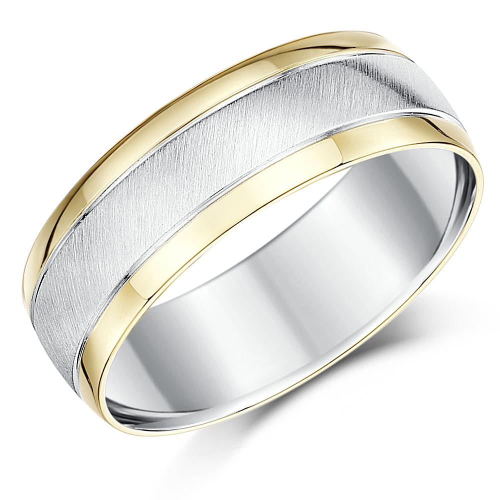 Sterling Silver and 9ct Yellow Gold Two Tone Wedding Ring