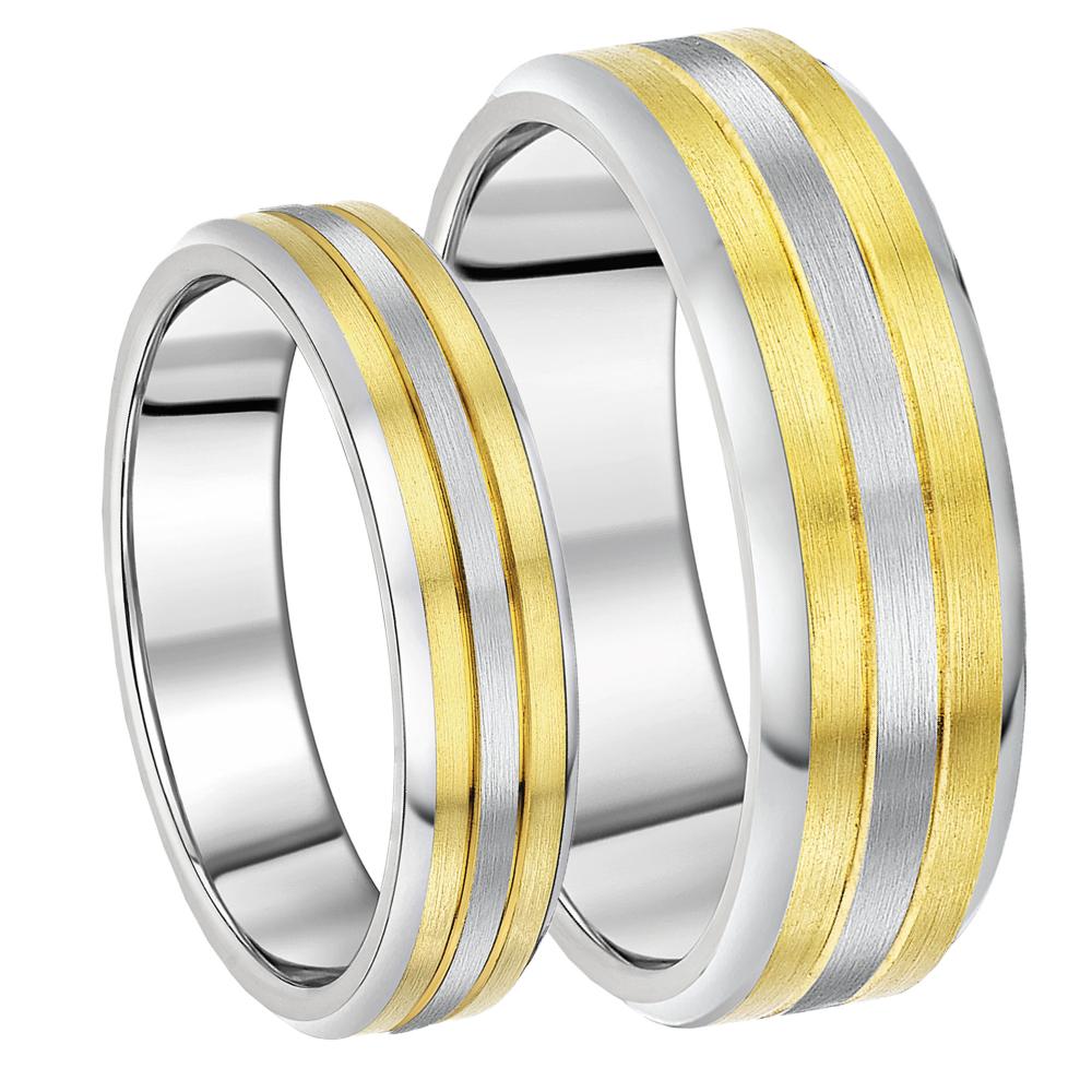Brand New His And Hers Titanium Two Tone 6and8mm Wedding Ring Bands Ebay