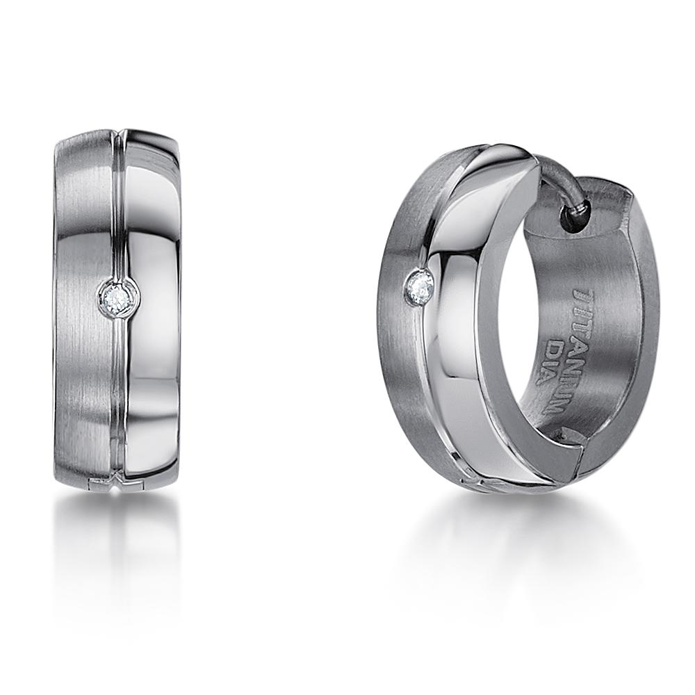 Titanium Huggie Hoop Diamond Earring 