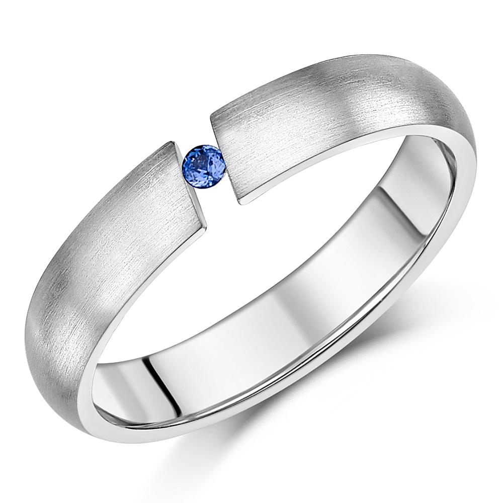 Sapphire Ring Black Zirconium Tension Set Jewelry Stunning Sapphire Band