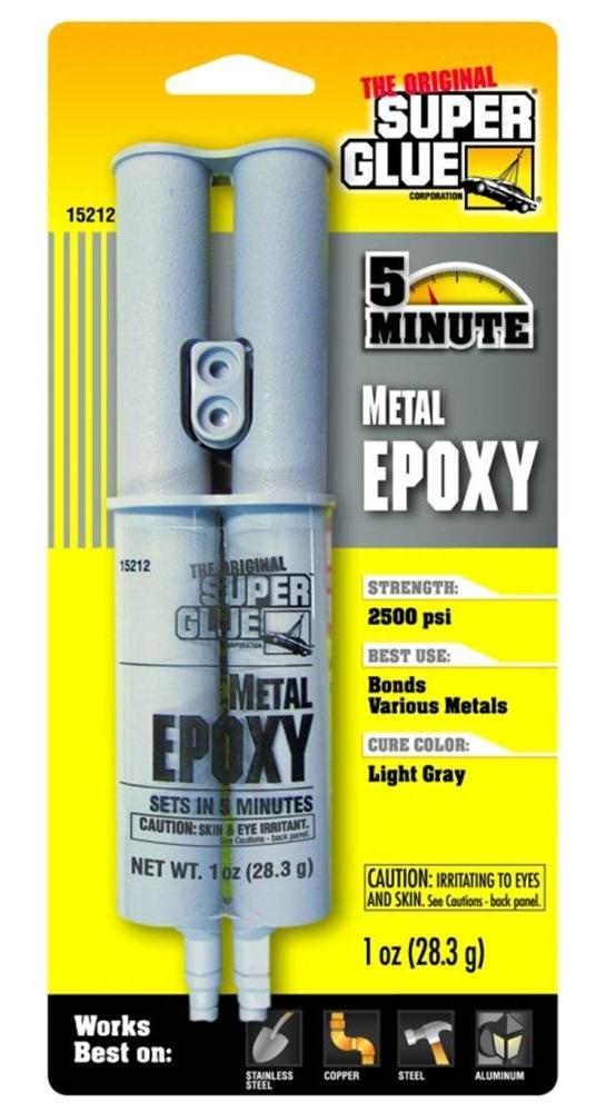 2 METAL EPOXY 2500 psi SUPER GLUE 5 Minute Stainless Steel Copper Aluminum 15212
