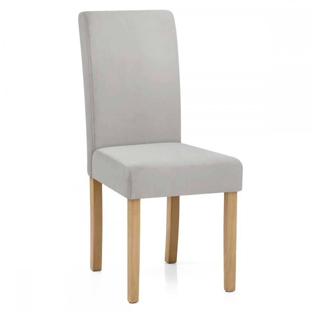 Jackson Oak & Grey Velvet Dining Chair | eBay