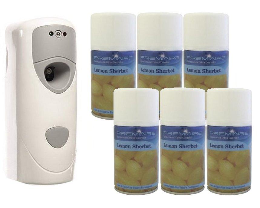 Automatic Air Freshener Dispenser 6 SHERBERT LEMON Refills 270ml Scent