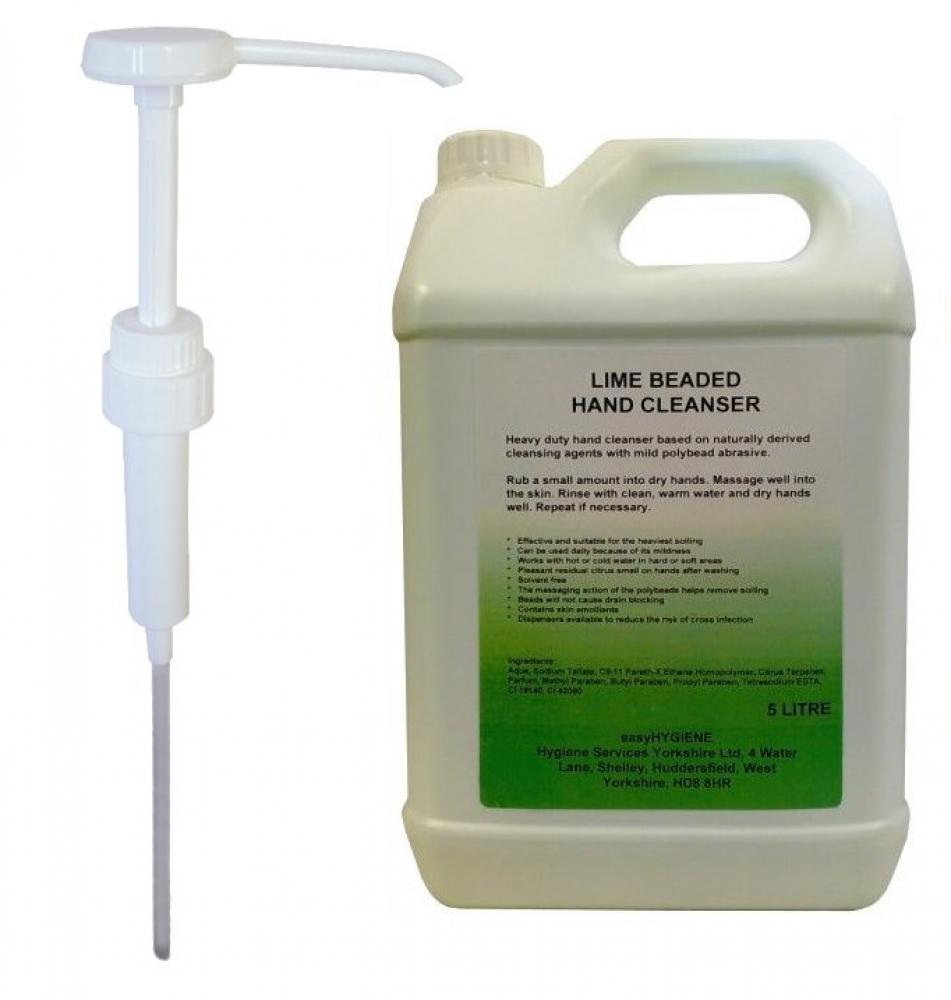 LIME Beaded Hand Cleaner grit liquid soap 5 Litre and PUMP HEAVY DUTY ...