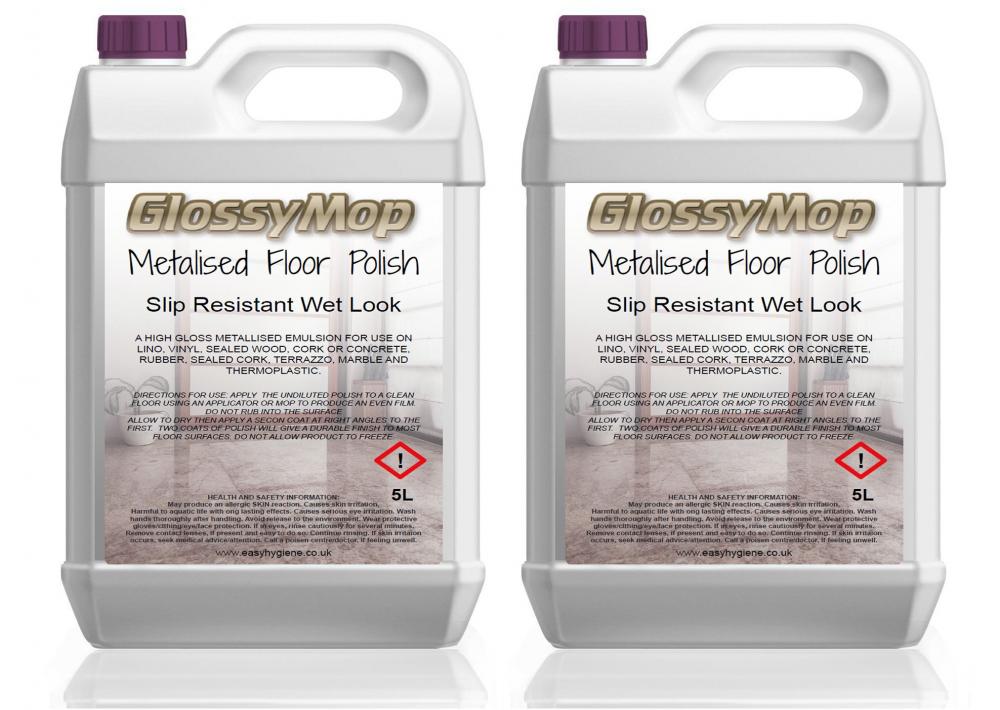 10L METALLISED High Gloss FLOOR POLISH Hard Surface Wet Look Emulsion