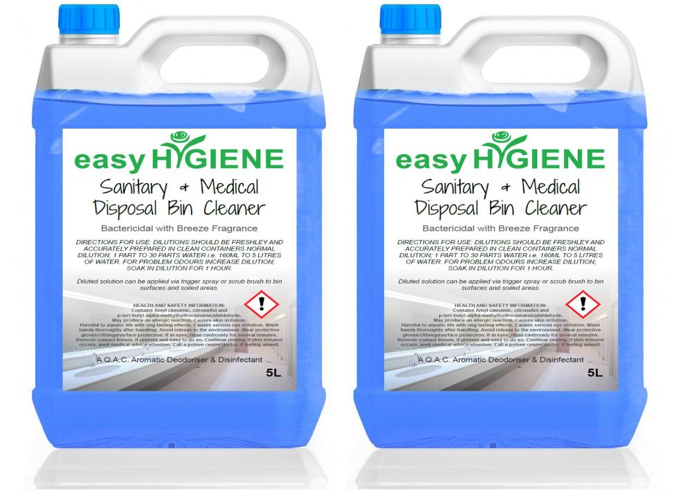 10 Litre SANITARY BIN Antibacterial DEODORISER 2x 5L FRAGRANCE antibac