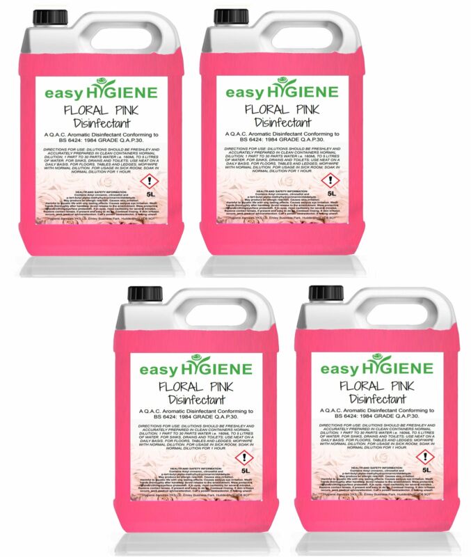 20 Litre FLORAL PINK Disinfectant 4x 5L Kennel Patio Car Washroom