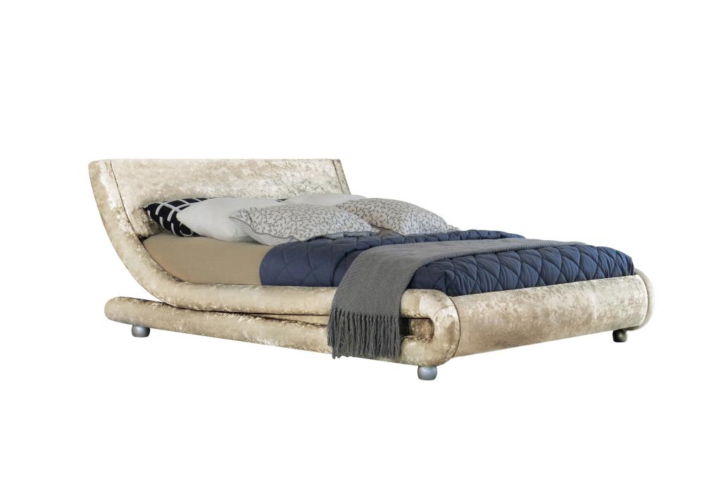 Modern Curved Crushed Velvet Bed Frame 4ft6 Double, 5ft King Size