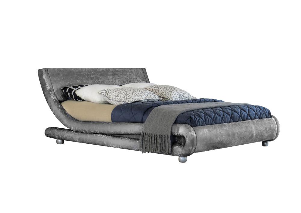 Modern Curved Crushed Velvet Bed Frame 4ft6 Double, 5ft King Size