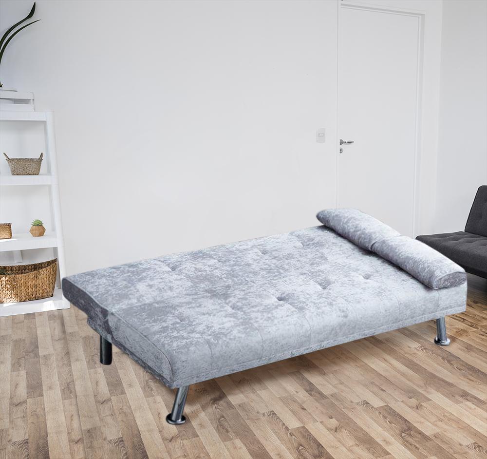 Stunning Crush Velvet Italian Designer Style Sofa Bed with Chrome Legs