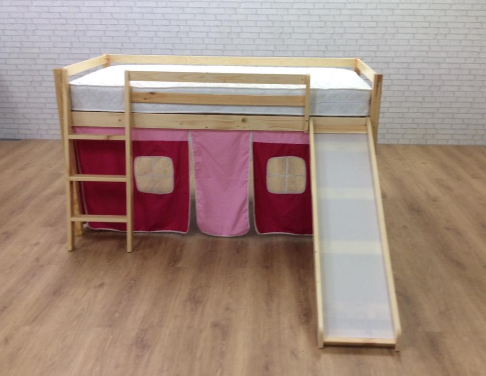 Cabin Bed With Slide Pink Castle Undertent In Pine Finish With