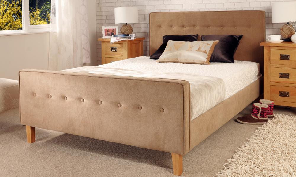 Fabric Upholstered Bed Frame 3ft Single 4ft6 Double 5ft Kingsize Fabric Upholstered Bed Frame 3ft Single 4ft6 Double 5ft Kingsize Mattress Option