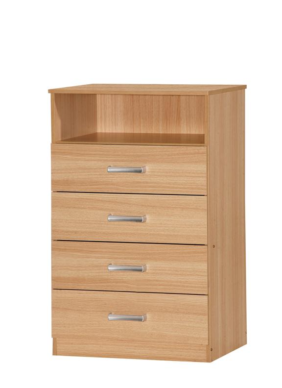 Wrexham Trio Set with a stylish Oak Finish Wardrobe Chest & Bedside