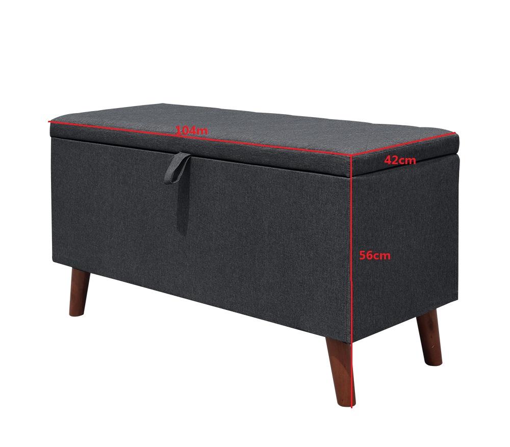 Linen Fabric Storage Ottoman Blanket Box With Oak Feet Duck Egg Or Grey eBay