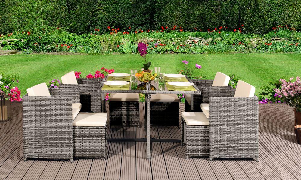 Rattan Outdoor Garden Furniture 9 Piece Cube Set