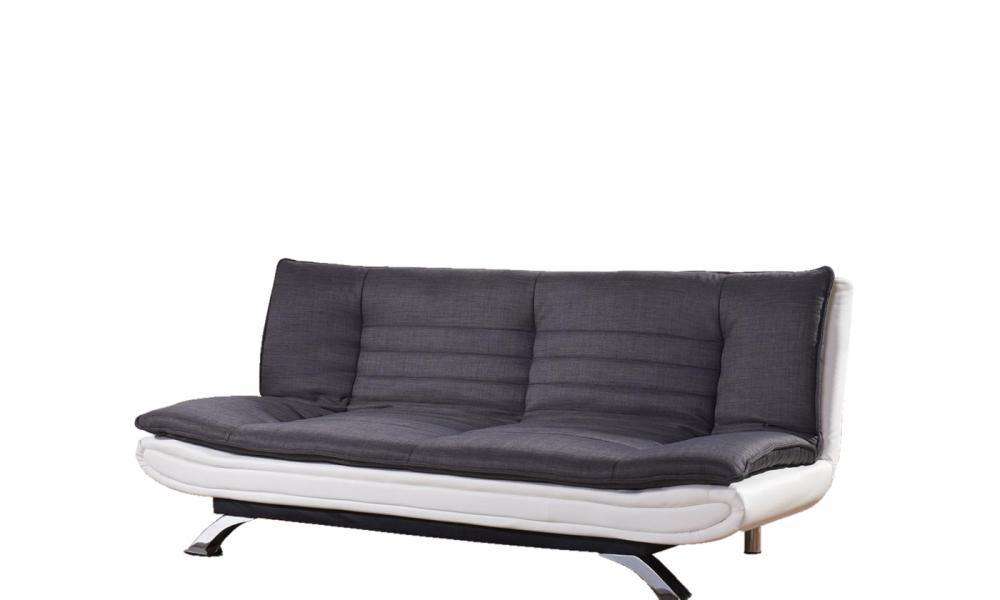 Fabric Sofa Bed 3 Seater With Faux Leather Charcoal Grey White Fabric Sofa Bed 3 Seater With Faux Leather Charcoal Grey White Chrome Legs