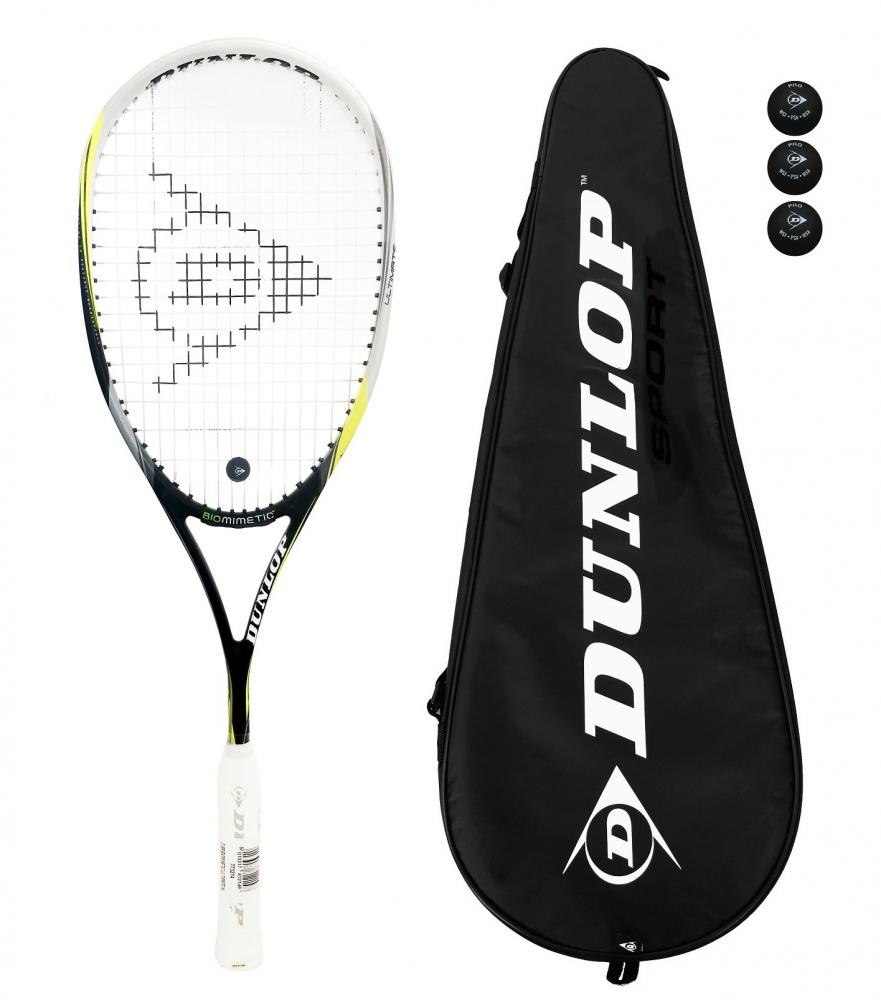 Pack of Dunlop Squash Balls Browning Oxylite 140 Nano Ti Squash Racket