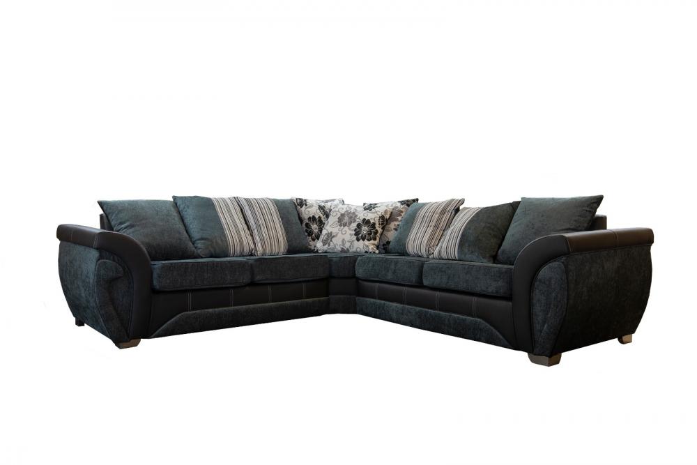 Las Vegas fabric corner sofa black grey L shape large 5 seater foam seats suite eBay