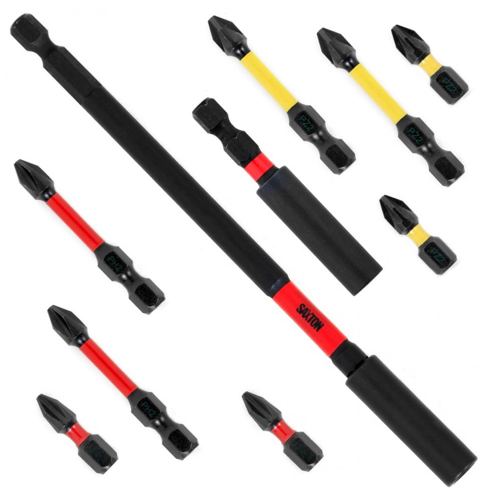 Saxton PH2 5er-Set Magnetische Kreuzschlitzbits, 89mm - Perfekt Für Schlagschrauber Von DeWalt, Bosch & Co.