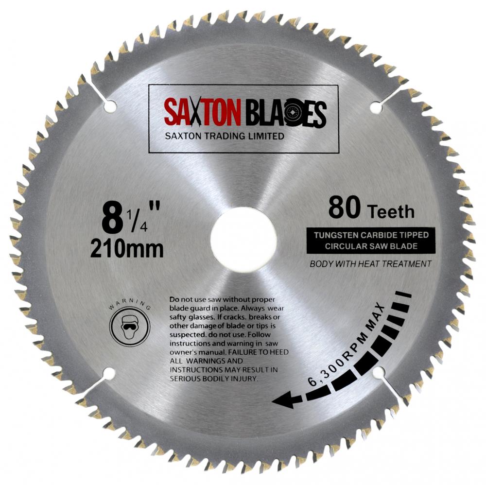 Saxton TCT Circular Wood Blade 210mm x 80T fits Evolution Rage Saws 25