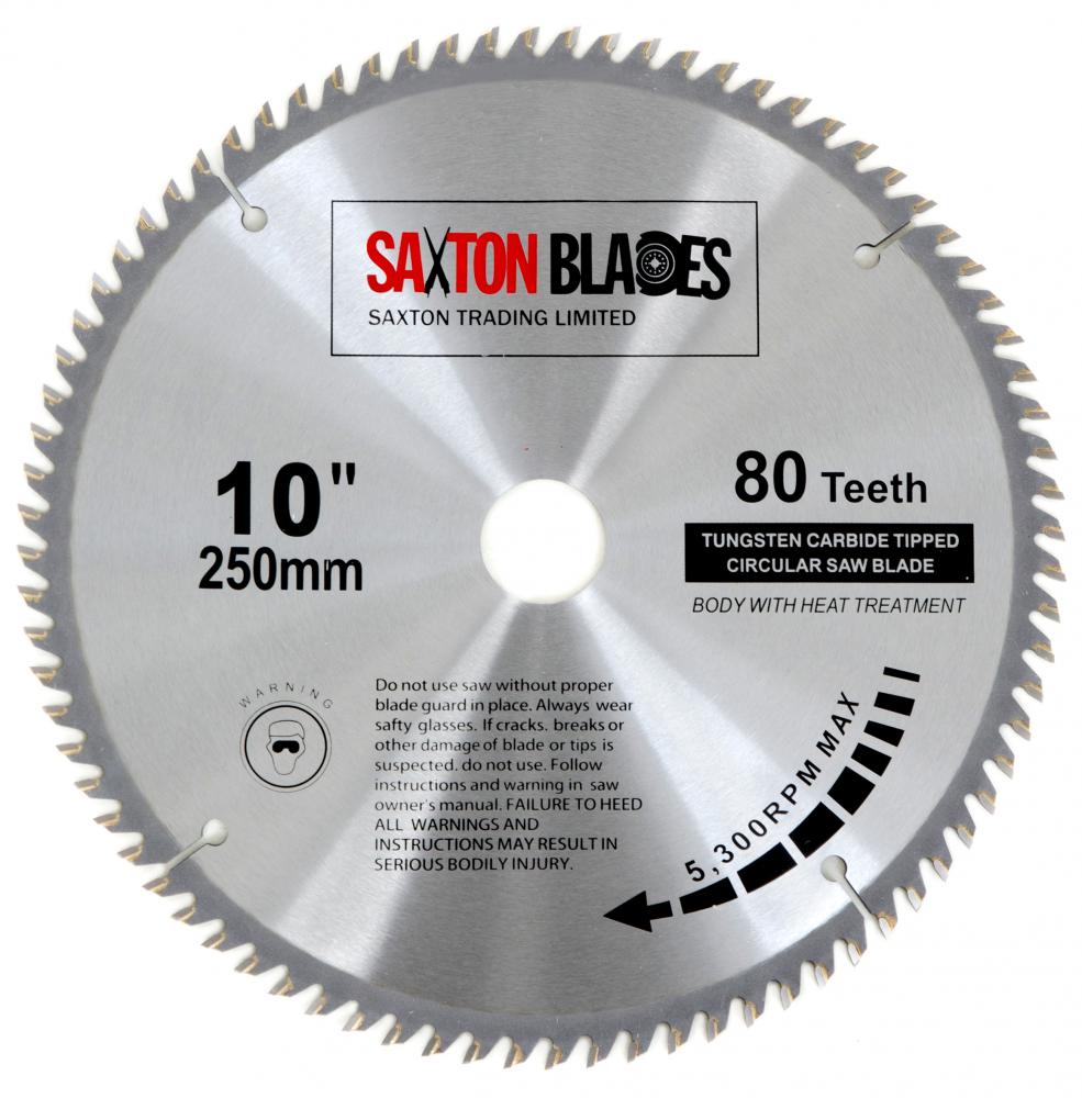 Saxton TCT Circular Wood Saw Blade 250mm x 80T for Dewalt Bosch Makita