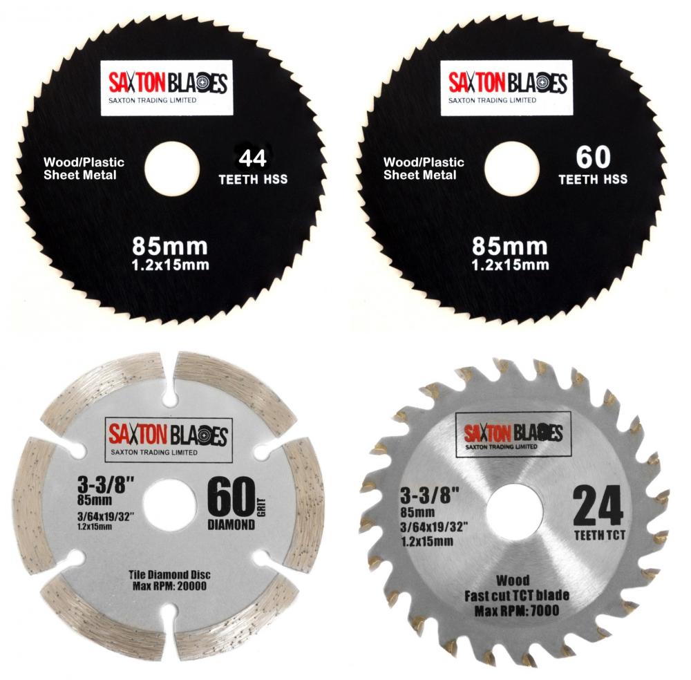 Saxton 85mm TCT Tile Circular Saw Blades for Worx Worxsaw Bosch Makita