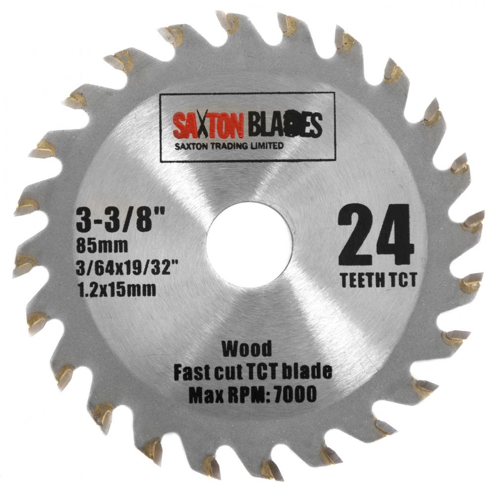 Saxton 85mm x 24T TCT Circular Wood Saw Blade for Worx Worxsaw Bosch